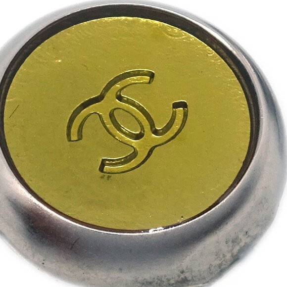 Chanel Button Earrings Clip-On Silver 99A - Picture 2 of 4